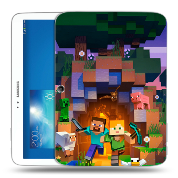 Силиконовый чехол на Samsung Galaxy Tab 3 10.1 с принтом Майнкрафт Minecraft Силиконовый чехол на Samsung Galaxy Tab 3 10.1 с принтом Майнкрафт Minecraft