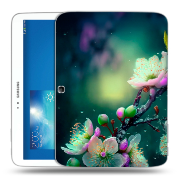 Силиконовый чехол на Samsung Galaxy Tab 3 10.1 с принтом Цветы и мрамор Силиконовый чехол на Samsung Galaxy Tab 3 10.1 с принтом Цветы и мрамор