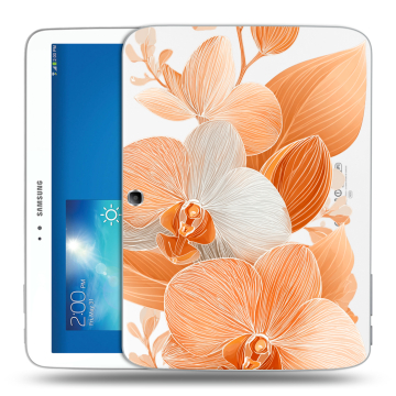 Силиконовый чехол на Samsung Galaxy Tab 3 10.1 с принтом Бежевые цветы