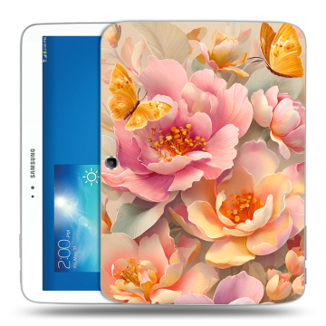Силиконовый чехол на Samsung Galaxy Tab 3 10.1 с принтом Цветы и бабочки