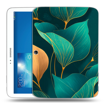 Силиконовый чехол на Samsung Galaxy Tab 3 10.1 с принтом Листья и золото