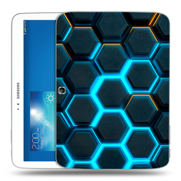 Силиконовый чехол на Samsung Galaxy Tab 3 10.1 с принтом Неоновые соты