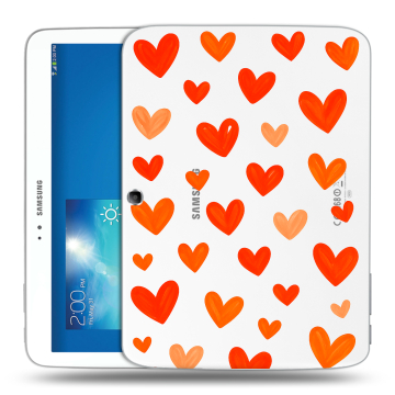 Силиконовый чехол на Samsung Galaxy Tab 3 10.1 с принтом Сердечки