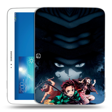 Силиконовый чехол на Samsung Galaxy Tab 3 10.1 с принтом Demon Slayer Клинок рассекающий демонов