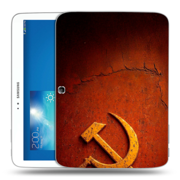 Силиконовый чехол на Samsung Galaxy Tab 3 10.1 с принтом Флаг Герб СССР