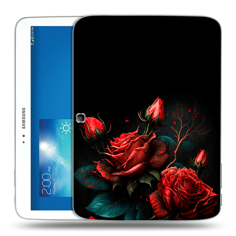 Силиконовый чехол на Samsung Galaxy Tab 3 10.1 с принтом Розы красные Силиконовый чехол на Samsung Galaxy Tab 3 10.1 с принтом Розы красные