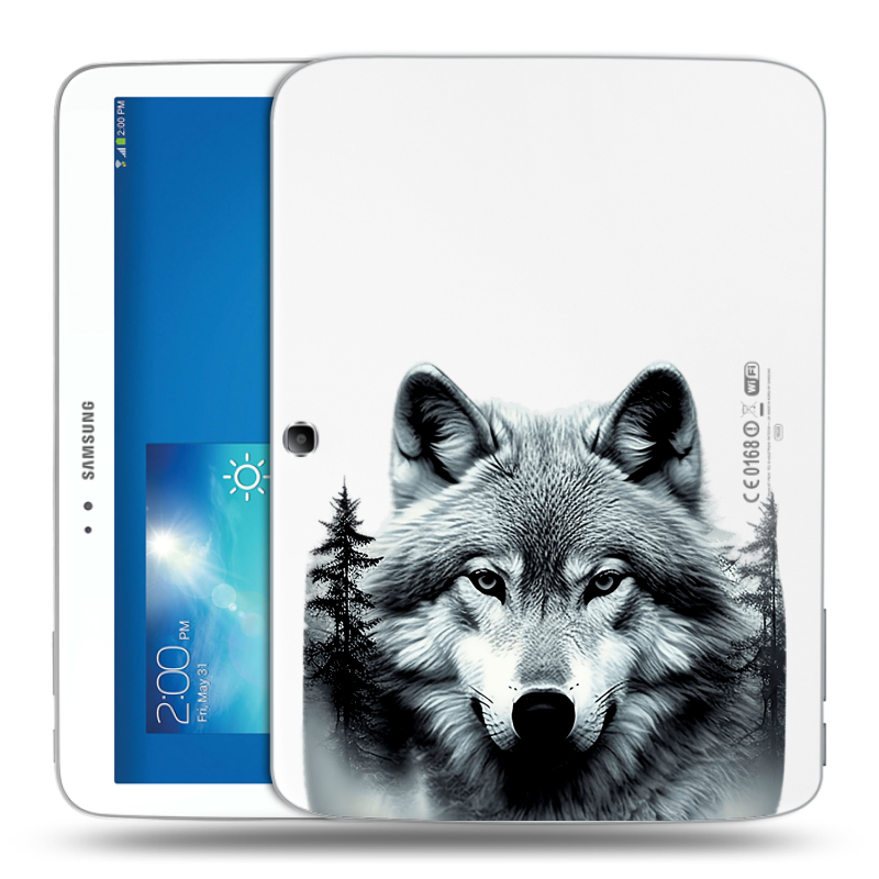 Силиконовый чехол на Samsung Galaxy Tab 3 10.1 с принтом Волк в лесу Силиконовый чехол на Samsung Galaxy Tab 3 10.1 с принтом Волк в лесу
