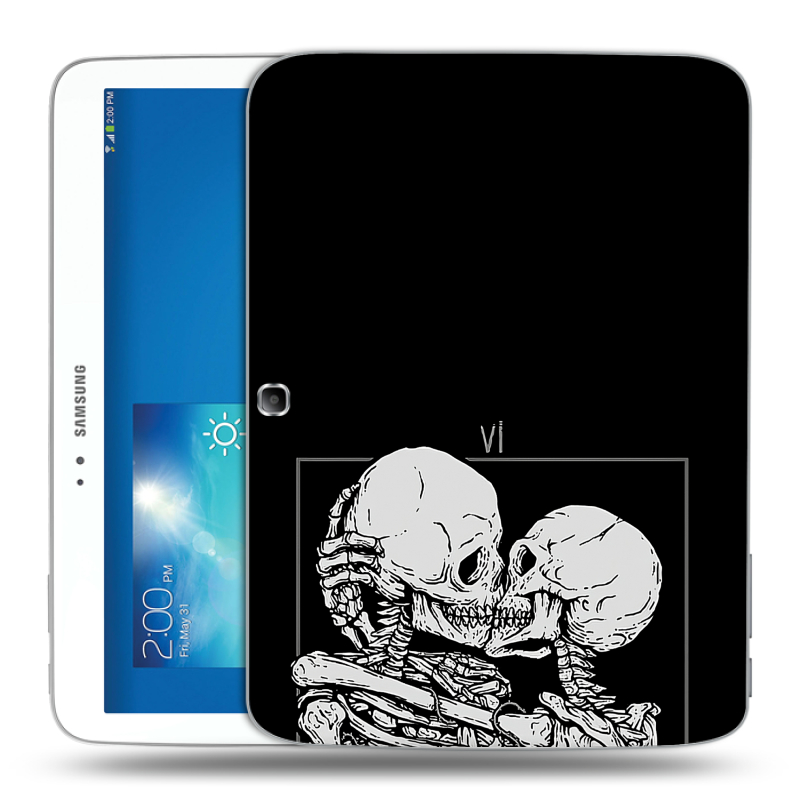Силиконовый чехол на Samsung Galaxy Tab 3 10.1 с принтом Поцелуй скелетов Силиконовый чехол на Samsung Galaxy Tab 3 10.1 с принтом Поцелуй скелетов
