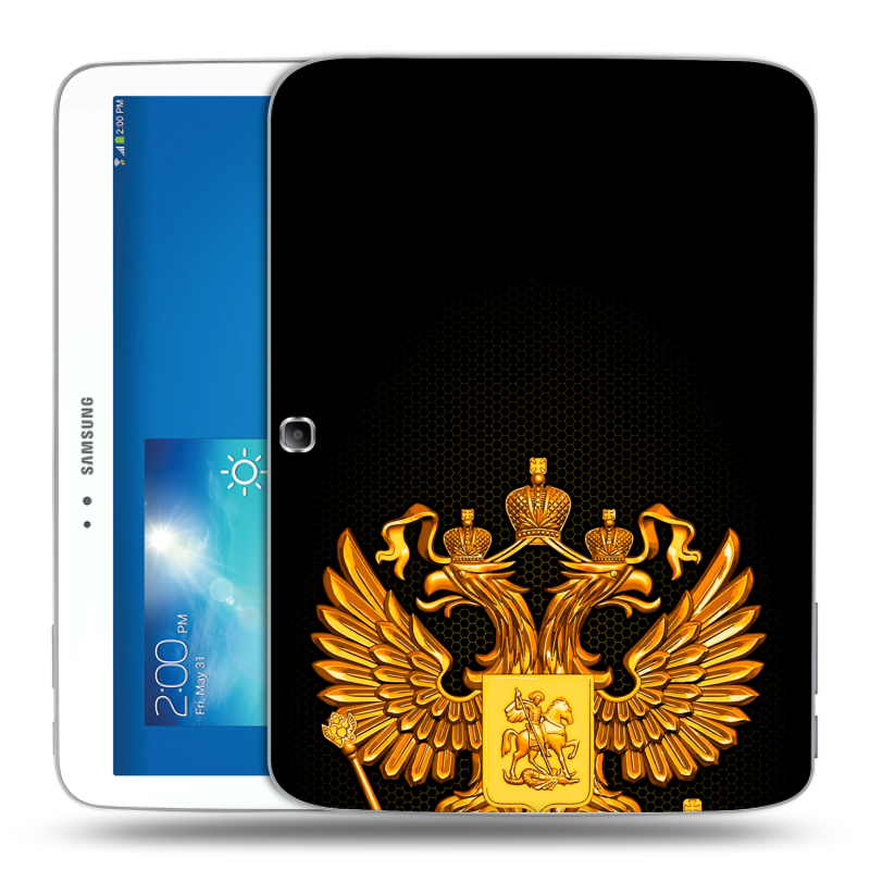 Силиконовый чехол на Samsung Galaxy Tab 3 10.1 с принтом Герб России желтый Силиконовый чехол на Samsung Galaxy Tab 3 10.1 с принтом Герб России желтый