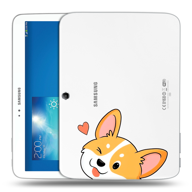 Силиконовый чехол на Samsung Galaxy Tab 3 10.1 с принтом Корги Силиконовый чехол на Samsung Galaxy Tab 3 10.1 с принтом Корги