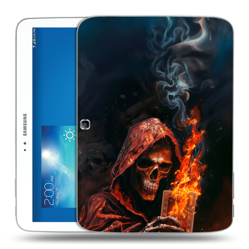 Силиконовый чехол на Samsung Galaxy Tab 3 10.1 с принтом Скелет и карты Силиконовый чехол на Samsung Galaxy Tab 3 10.1 с принтом Скелет и карты