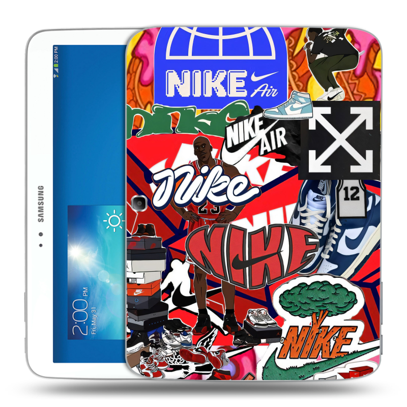 Силиконовый чехол на Samsung Galaxy Tab 3 10.1 с принтом Найк Nike яркий Силиконовый чехол на Samsung Galaxy Tab 3 10.1 с принтом Найк Nike яркий