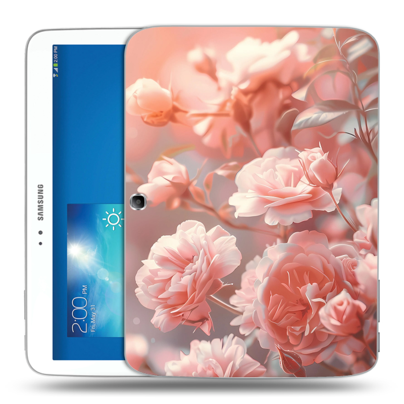 Силиконовый чехол на Samsung Galaxy Tab 3 10.1 с принтом Розовые розы Силиконовый чехол на Samsung Galaxy Tab 3 10.1 с принтом Розовые розы