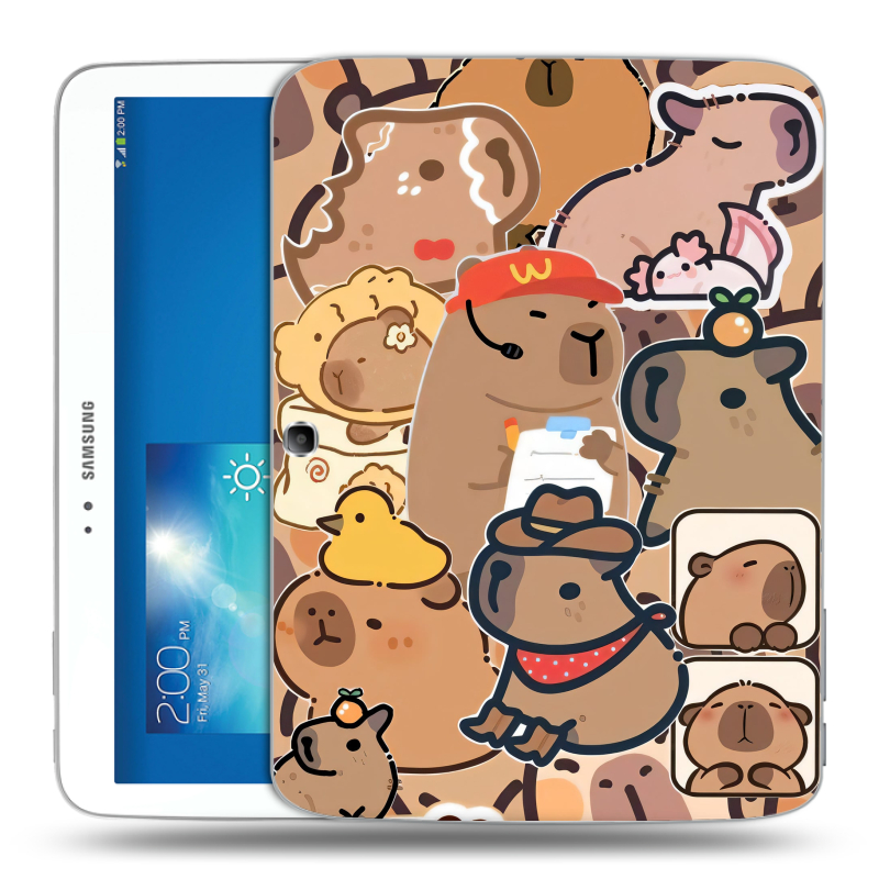 Силиконовый чехол на Samsung Galaxy Tab 3 10.1 с принтом капибара Силиконовый чехол на Samsung Galaxy Tab 3 10.1 с принтом капибара
