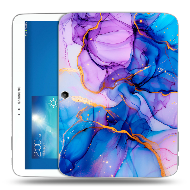 Силиконовый чехол на Samsung Galaxy Tab 3 10.1 с принтом синий мрамор Силиконовый чехол на Samsung Galaxy Tab 3 10.1 с принтом синий мрамор