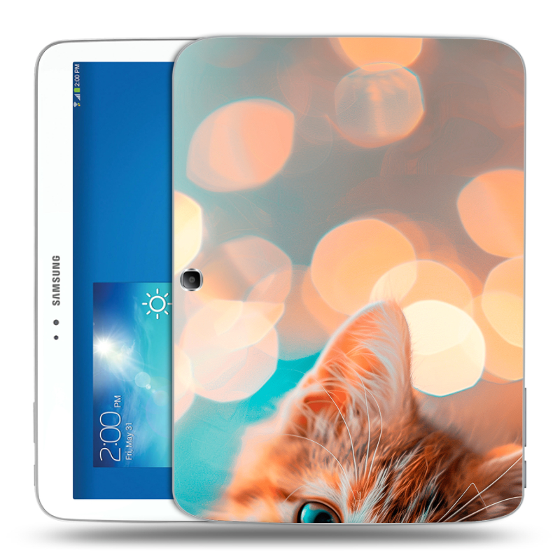 Силиконовый чехол на Samsung Galaxy Tab 3 10.1 с принтом котик Силиконовый чехол на Samsung Galaxy Tab 3 10.1 с принтом котик