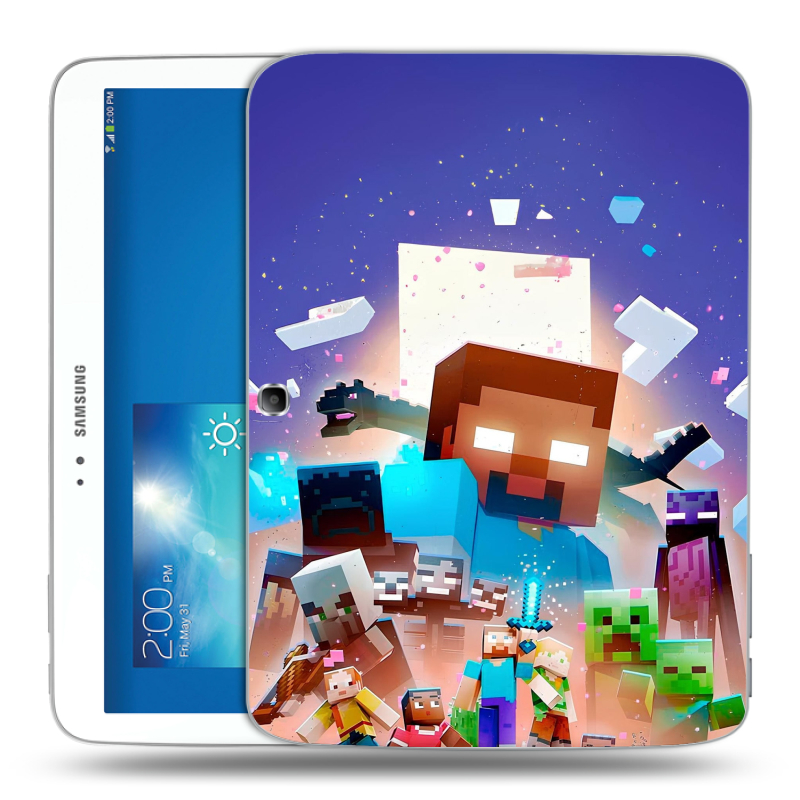 Силиконовый чехол на Samsung Galaxy Tab 3 10.1 с принтом Майнкрафт Minecraft Силиконовый чехол на Samsung Galaxy Tab 3 10.1 с принтом Майнкрафт Minecraft