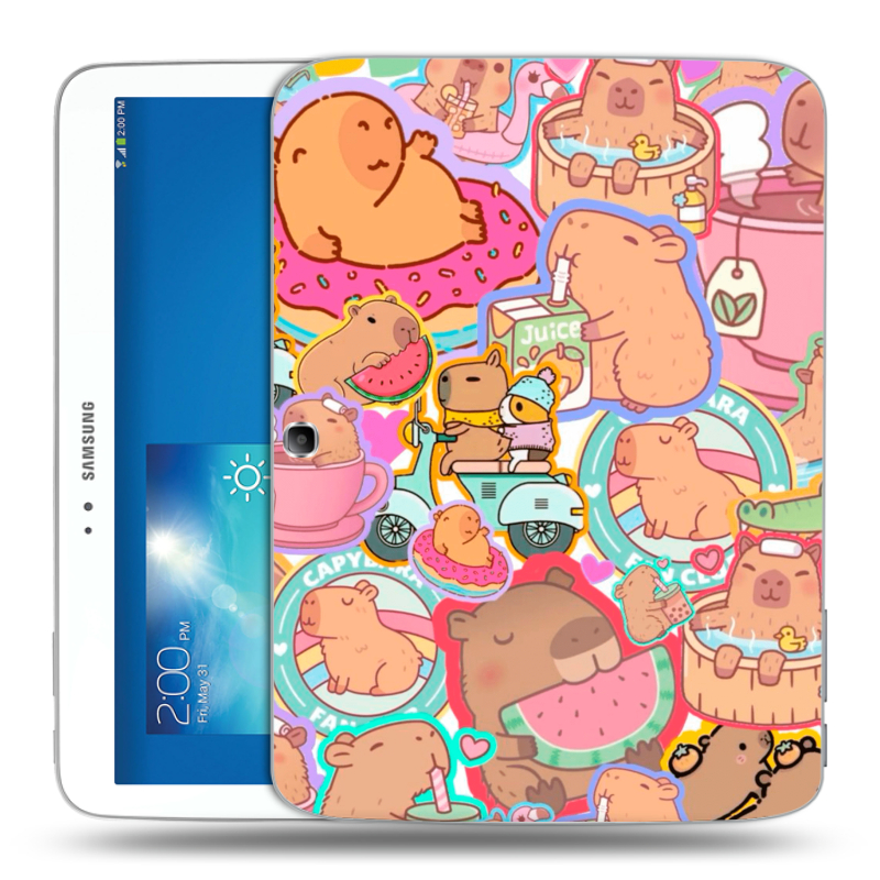 Силиконовый чехол на Samsung Galaxy Tab 3 10.1 с принтом капибары Силиконовый чехол на Samsung Galaxy Tab 3 10.1 с принтом капибары