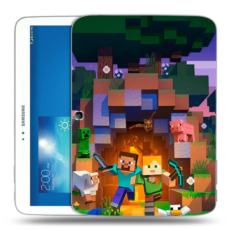 Силиконовый чехол на Samsung Galaxy Tab 3 10.1 с принтом Майнкрафт Minecraft Силиконовый чехол на Samsung Galaxy Tab 3 10.1 с принтом Майнкрафт Minecraft