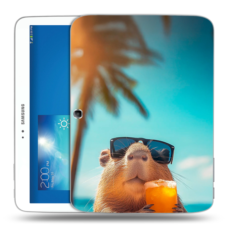 Силиконовый чехол на Samsung Galaxy Tab 3 10.1 с принтом Капибара Силиконовый чехол на Samsung Galaxy Tab 3 10.1 с принтом Капибара