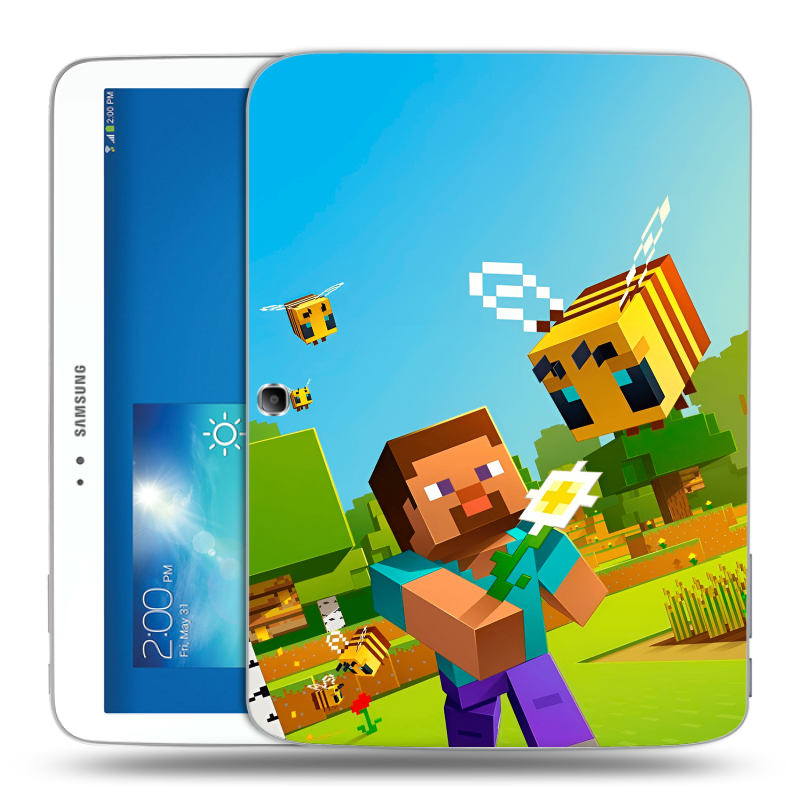 Силиконовый чехол на Samsung Galaxy Tab 3 10.1 с принтом Майнкрафт Minecraft Силиконовый чехол на Samsung Galaxy Tab 3 10.1 с принтом Майнкрафт Minecraft