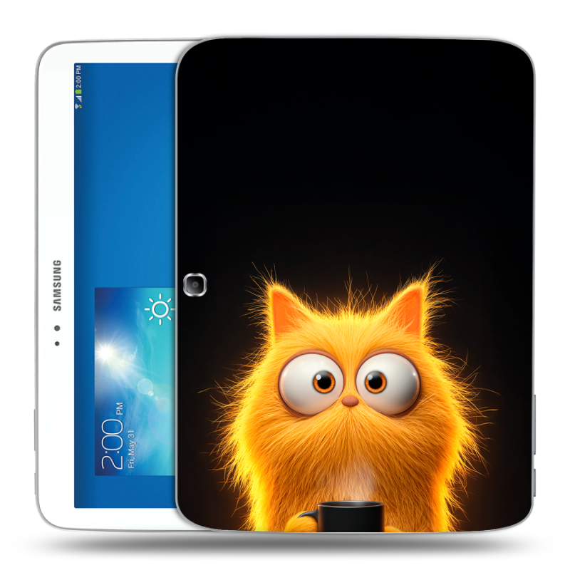 Силиконовый чехол на Samsung Galaxy Tab 3 10.1 с принтом Смешной кот Силиконовый чехол на Samsung Galaxy Tab 3 10.1 с принтом Смешной кот