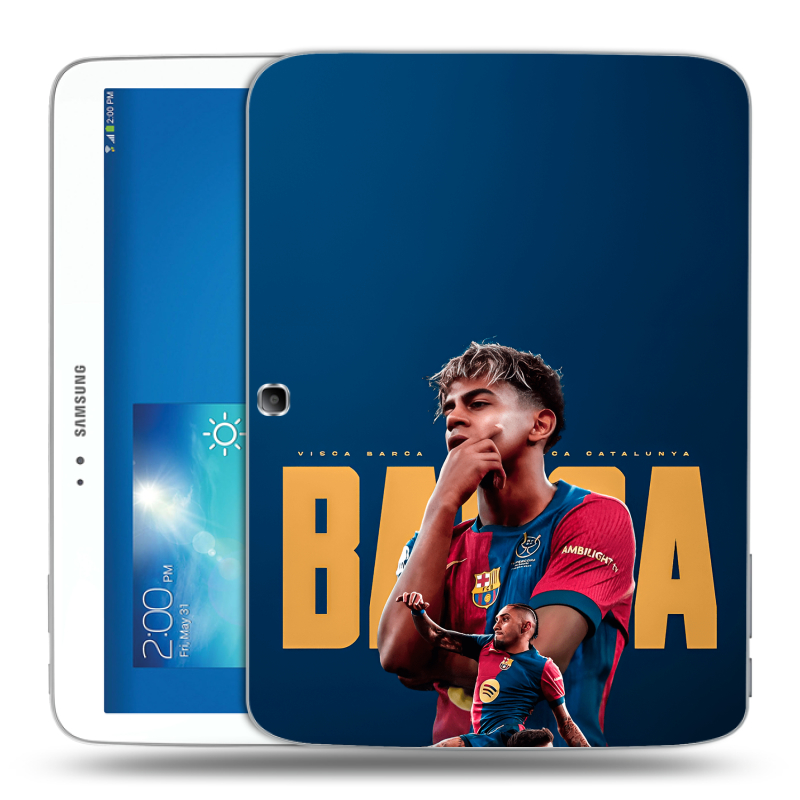 Силиконовый чехол на Samsung Galaxy Tab 3 10.1 с принтом Барселона Barca Yamal Силиконовый чехол на Samsung Galaxy Tab 3 10.1 с принтом Барселона Barca Yamal