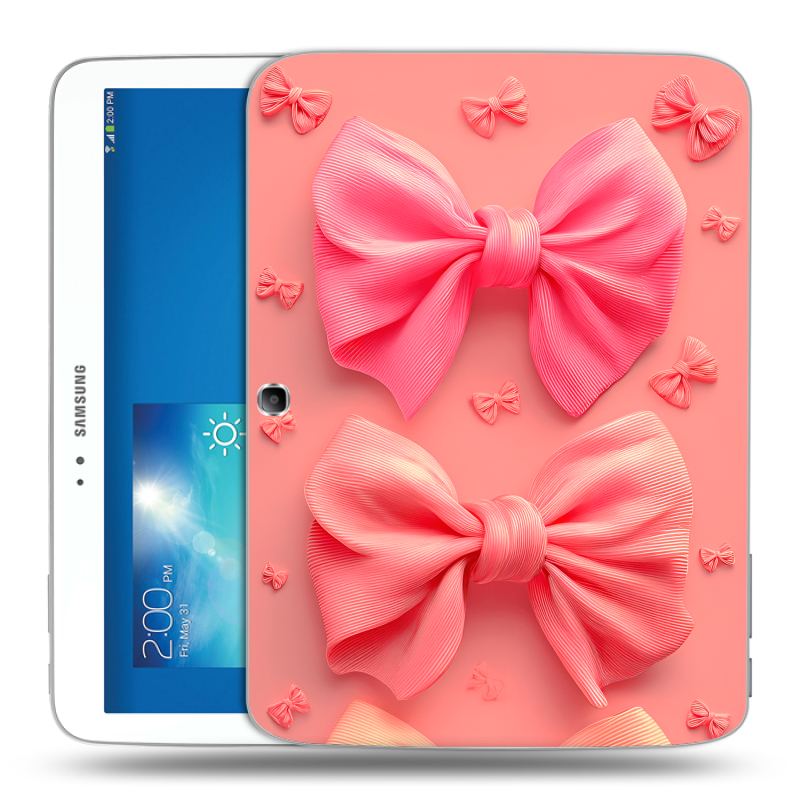 Силиконовый чехол на Samsung Galaxy Tab 3 10.1 с принтом Розовые бантики Силиконовый чехол на Samsung Galaxy Tab 3 10.1 с принтом Розовые бантики