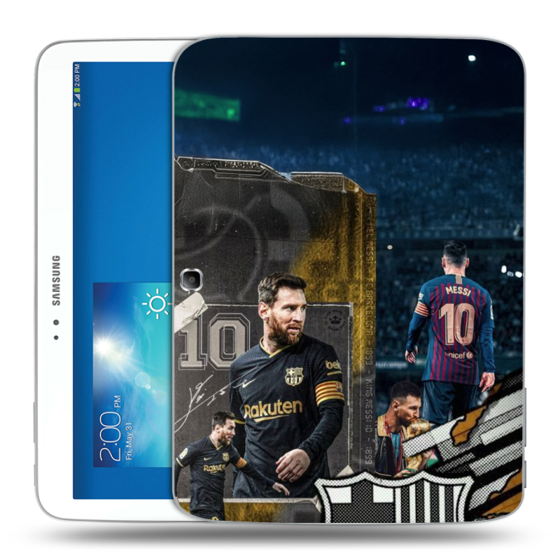 Силиконовый чехол на Samsung Galaxy Tab 3 10.1 с принтом Messi Barcelona Силиконовый чехол на Samsung Galaxy Tab 3 10.1 с принтом Messi Barcelona