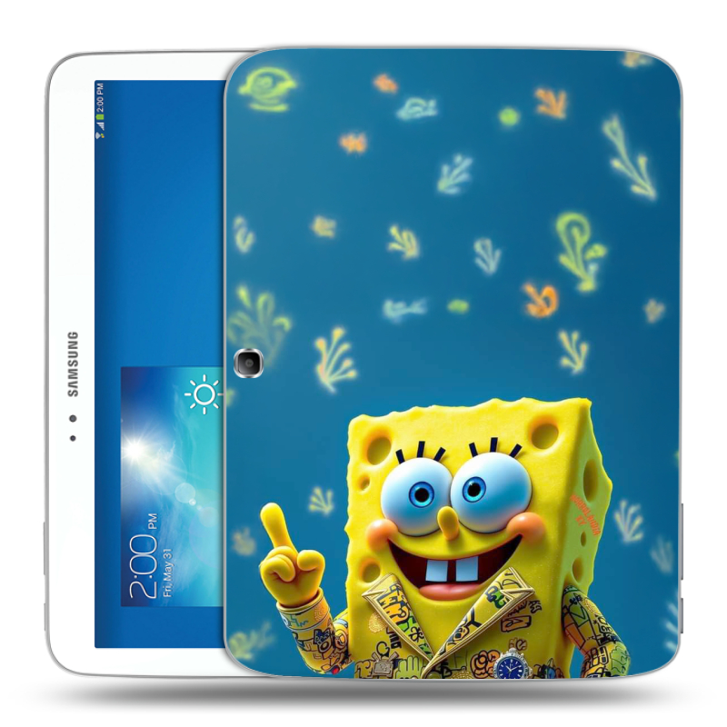 Силиконовый чехол на Samsung Galaxy Tab 3 10.1 с принтом Спанч боб Спанчбоб Силиконовый чехол на Samsung Galaxy Tab 3 10.1 с принтом Спанч боб Спанчбоб