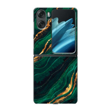 Пластиковый чехол на OPPO Find N2 Flip с принтом Мрамор зеленое золото Пластиковый чехол на OPPO Find N2 Flip с принтом Мрамор зеленое золото
