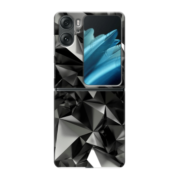 Пластиковый чехол на OPPO Find N2 Flip с принтом Черные кристаллы Пластиковый чехол на OPPO Find N2 Flip с принтом Черные кристаллы