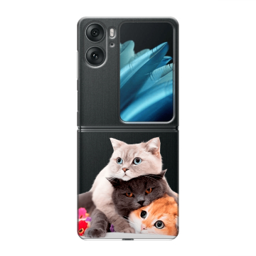 Пластиковый чехол на OPPO Find N2 Flip с принтом Кошки Пластиковый чехол на OPPO Find N2 Flip с принтом Кошки