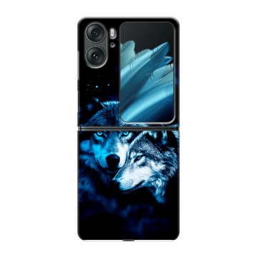 Пластиковый чехол на OPPO Find N2 Flip с принтом Волки Пластиковый чехол на OPPO Find N2 Flip с принтом Волки