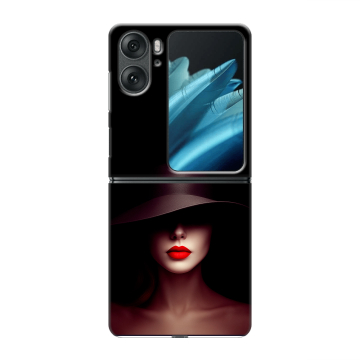 Пластиковый чехол на OPPO Find N2 Flip с принтом Девушка в шляпе