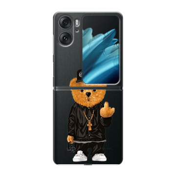 Пластиковый чехол на OPPO Find N2 Flip с принтом Мишка