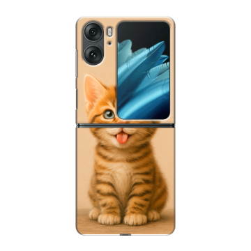 Пластиковый чехол на OPPO Find N2 Flip с принтом котенок