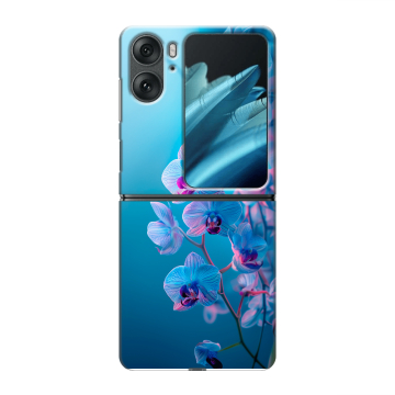 Пластиковый чехол на OPPO Find N2 Flip с принтом голубые орхидеи