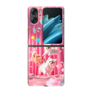 Пластиковый чехол на OPPO Find N2 Flip с принтом милые котики