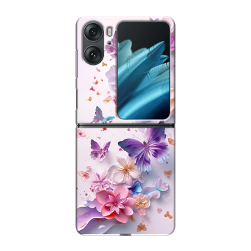 Пластиковый чехол на OPPO Find N2 Flip с принтом цветы бабочки
