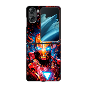 Пластиковый чехол на OPPO Find N2 Flip с принтом Железный человек Ironman