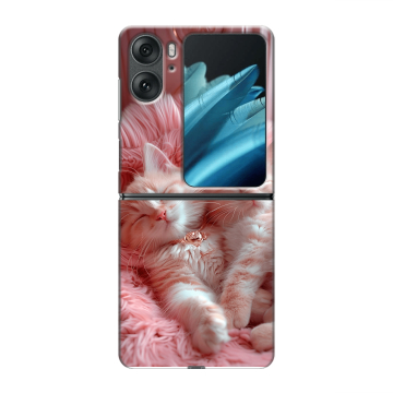 Пластиковый чехол на OPPO Find N2 Flip с принтом котята котики Пластиковый чехол на OPPO Find N2 Flip с принтом котята котики