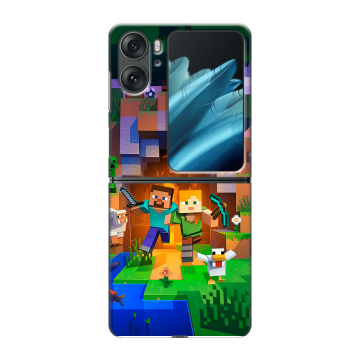 Пластиковый чехол на OPPO Find N2 Flip с принтом Майнкрафт Minecraft Пластиковый чехол на OPPO Find N2 Flip с принтом Майнкрафт Minecraft