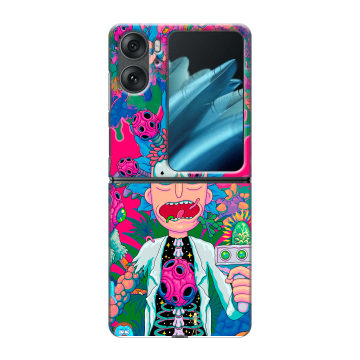 Пластиковый чехол на OPPO Find N2 Flip с принтом Рик и Морти Rick Morty