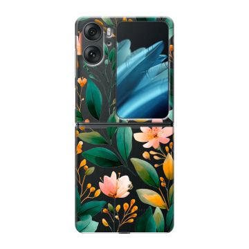Пластиковый чехол на OPPO Find N2 Flip с принтом Цветы паттерн