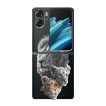 Пластиковый чехол на OPPO Find N2 Flip с принтом Львы