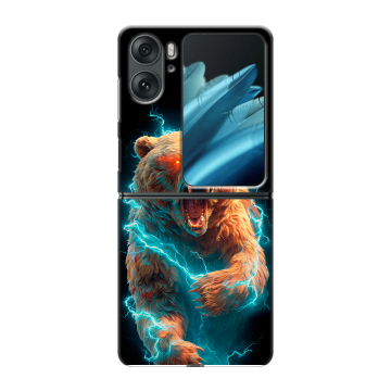 Пластиковый чехол на OPPO Find N2 Flip с принтом Медведь