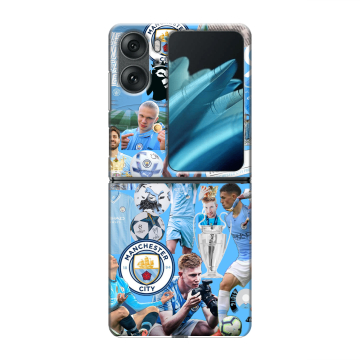 Пластиковый чехол на OPPO Find N2 Flip с принтом Man City Манчестер Сити
