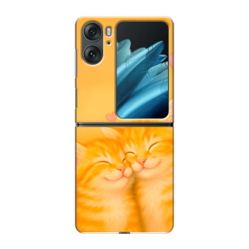 Пластиковый чехол на OPPO Find N2 Flip с принтом Милые котята