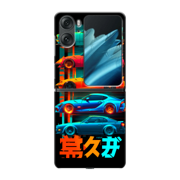 Пластиковый чехол на OPPO Find N2 Flip с принтом машины тачки